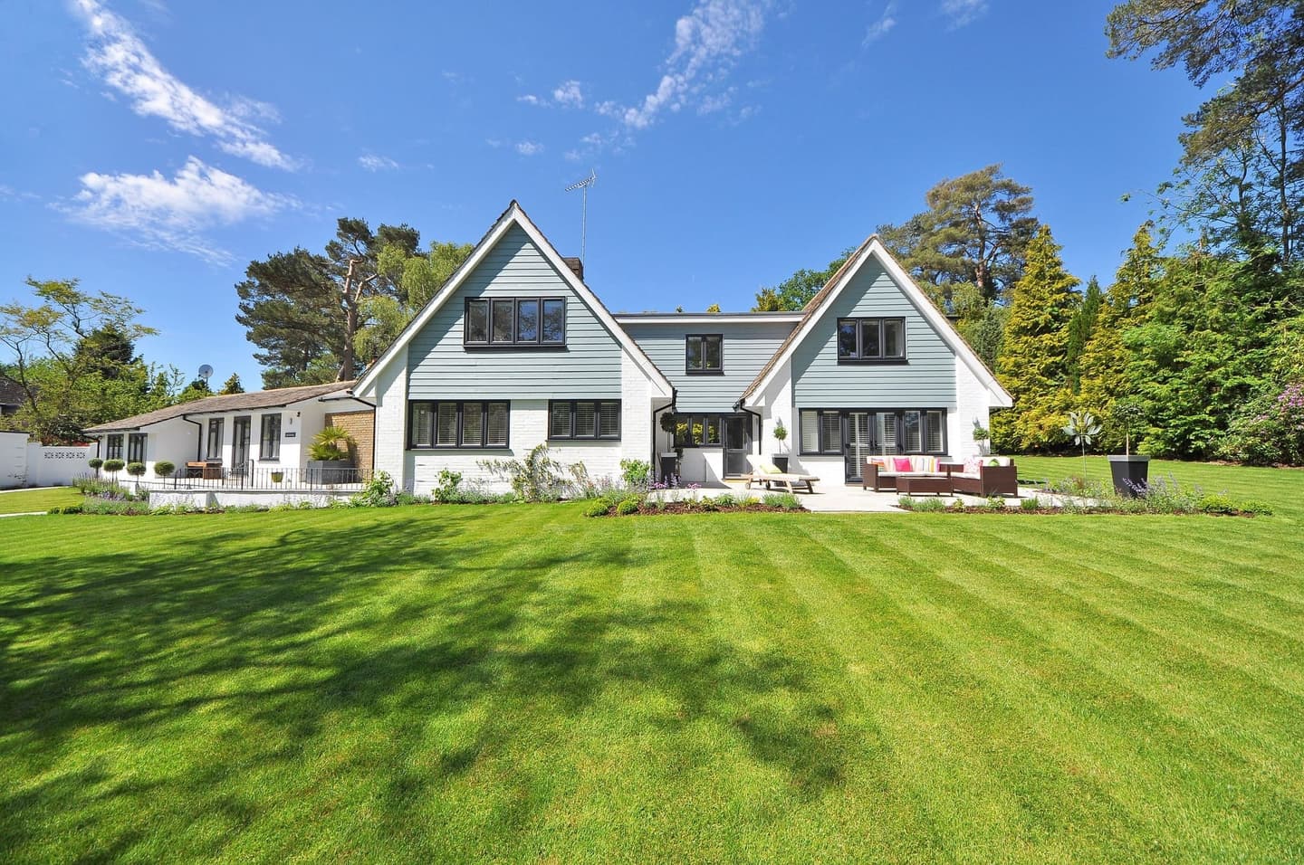 Lush green residential lawn